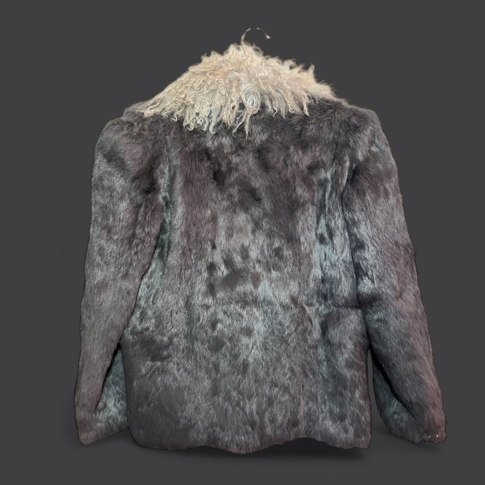 Vintage Exquisite Real Rabbit fur and Sheep Fur Jacket Gray Pockets - Picture 2 of 10
